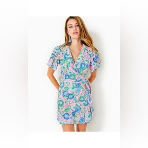 LILLY PULITZER SAILYNN SHORT-SLEEVE ROMPER, CONCH SHELL PINK RUMOR HAS IT